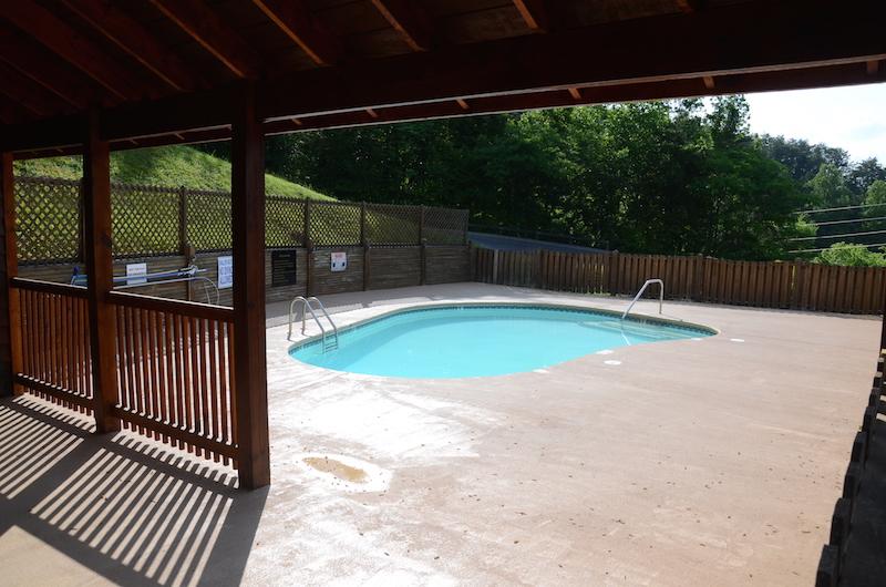 Covered area at Swimming Pool - accessible when renting this 5 bedroom cabin in Pigeon Forge